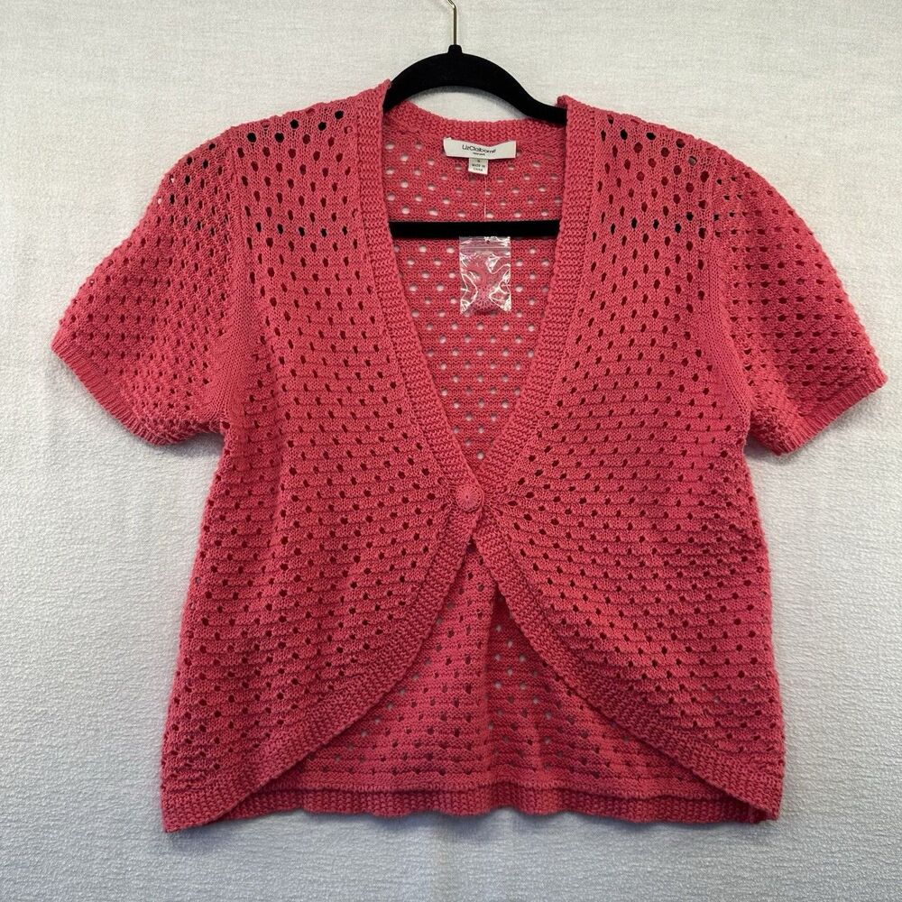LizClaiborne Bolero Sweater Women S Pink Cottagecore Fairy Crochet Look NWOT Y2K